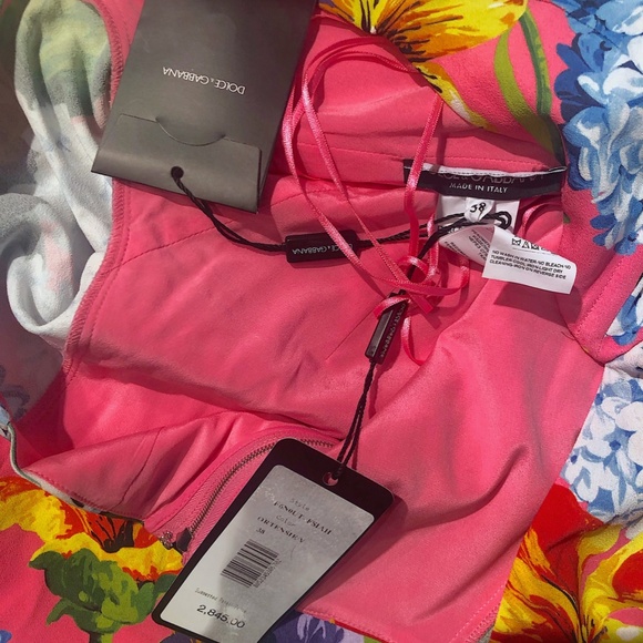 Hydrangea Print Long Sleeve Cady Midi Dress DOLCE&GABBANA - Picture 15 of 15